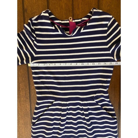 Joules Navy and White Striped Thurwell Knit Jersey Dress Long Sleeve Size 2 - Picture 11 of 12